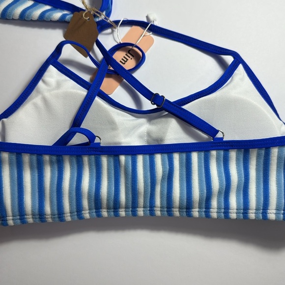 Jimmi Blue / White Striped Bikini Set Size Small Top and Bottom - Picture 2 of 5